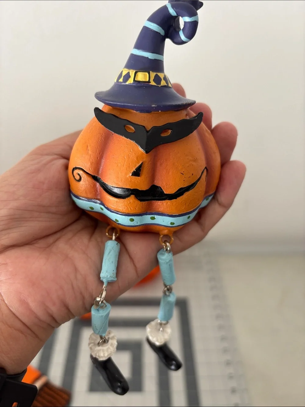 Orange Jack-O'-Lantern Halloween Decor Set of 3  Pumpkin Prop